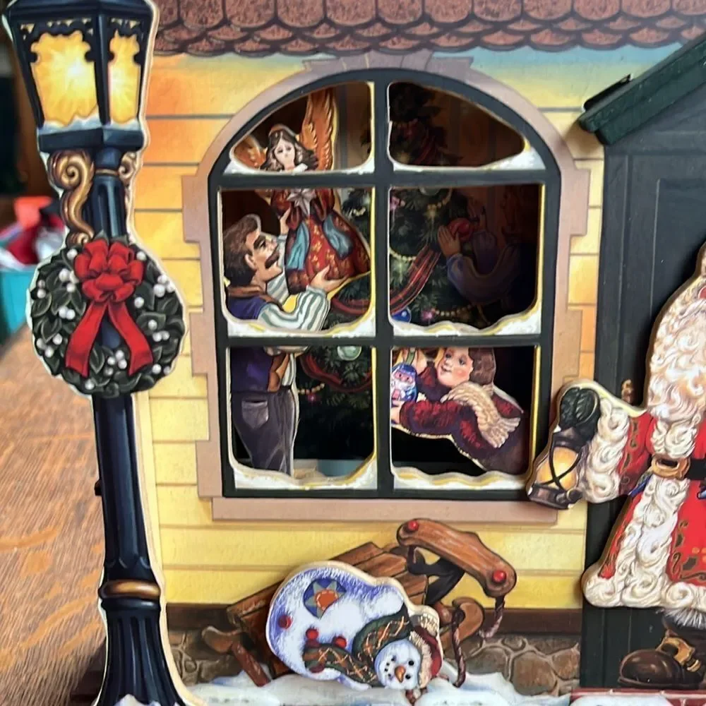 Christmas Shop Santa Claus Mechanical Music Box Animated